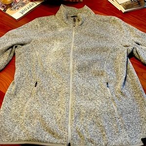 LL Bean Sweater Fleece Full Zip Misses XL, Pewter.